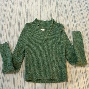 Aerie Cropped Forest Green Cowl Neck Sweater